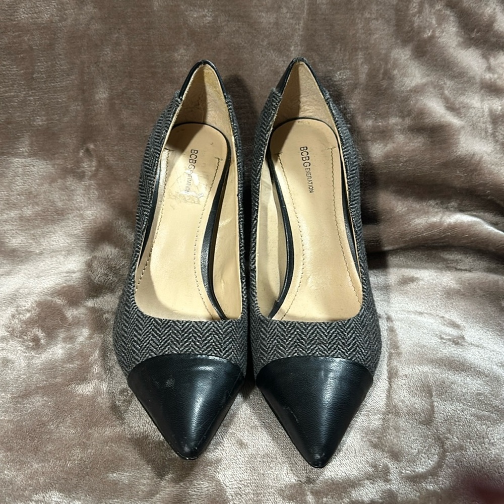 BCBG generation herringbone tweed heels